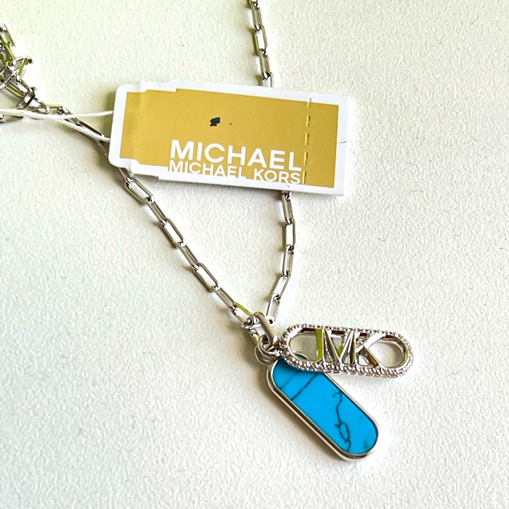 Michael Kors Silver Chain with Turquoise Pendant